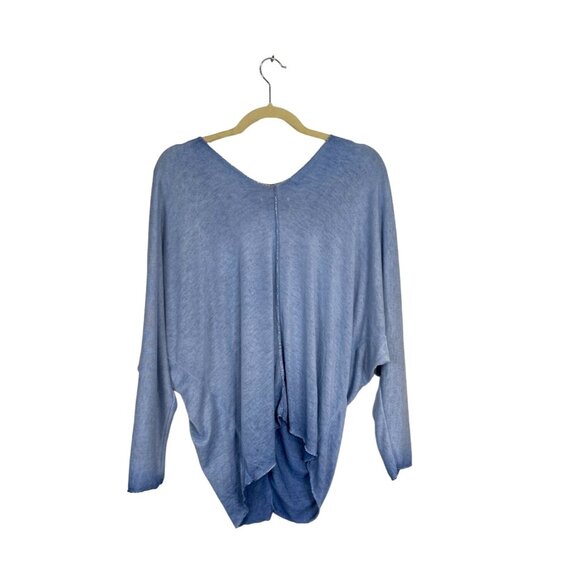 Free For Humanity Women's Top Metallic Trim Long Sleeve V-Neck Blue - Picture 7 of 8